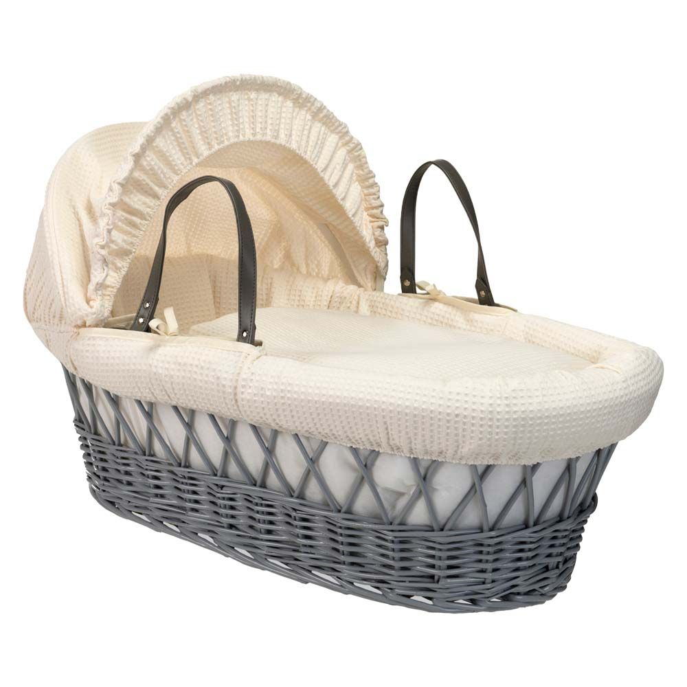 Pink and best sale white moses basket